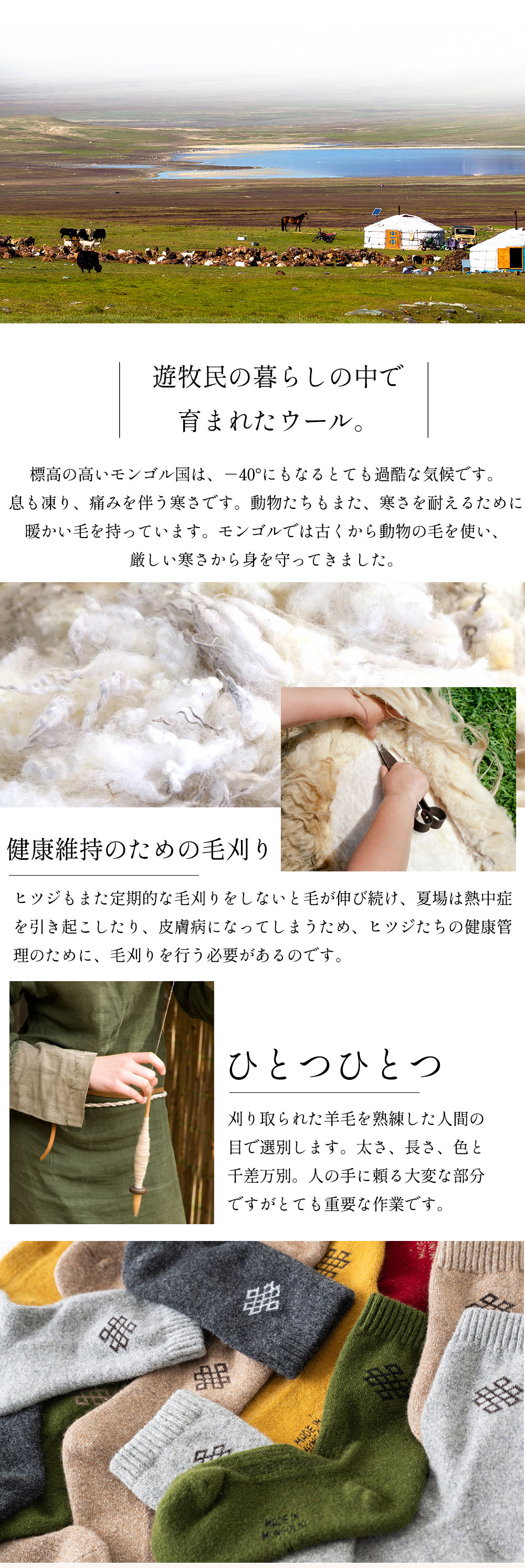 ウールミドルソックス