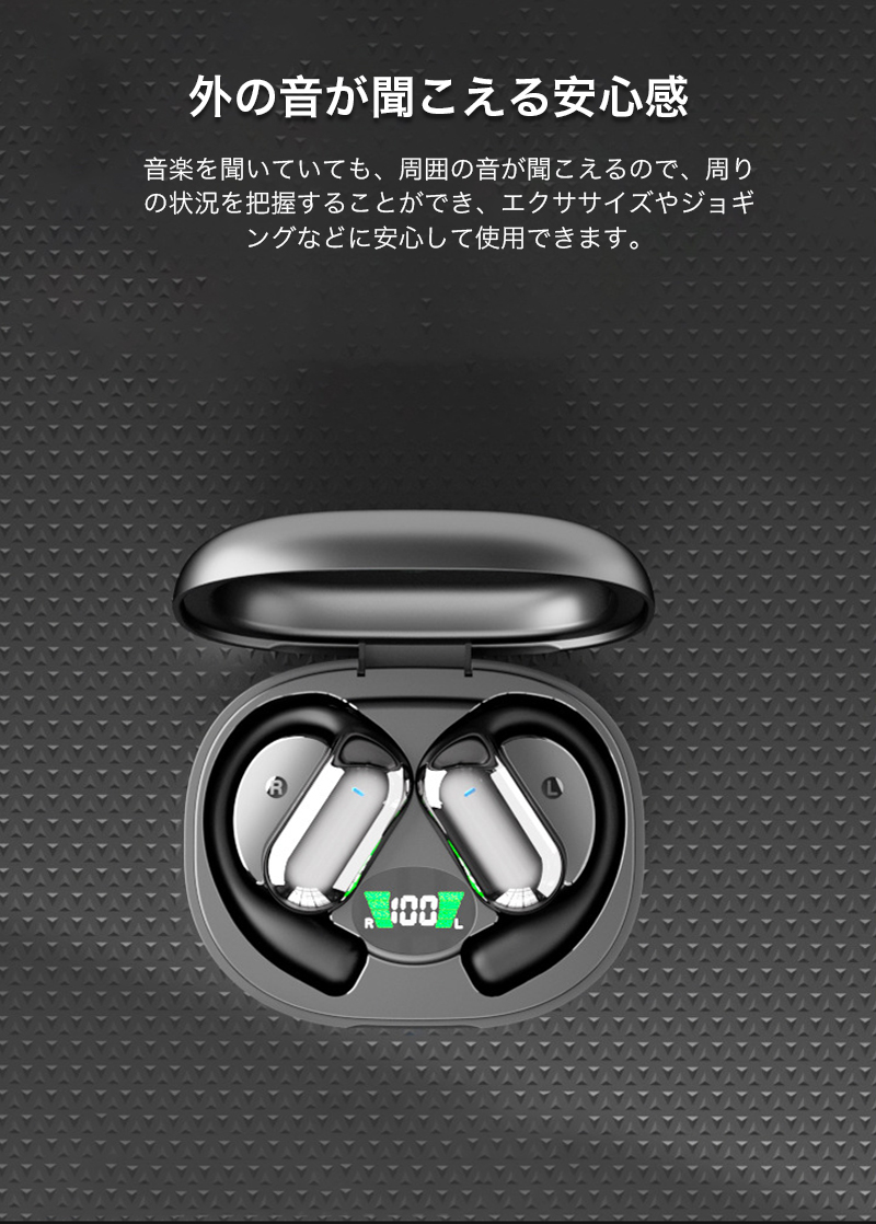 Bluetooth 空気伝導 イヤホン 両耳 ワイヤレスイヤホン 耳掛け式 オープンイヤー型 イヤフォン 耳を塞がない iphone Bluetooth5.4 ヘッドホン 生活防水 高音質 |  | 09