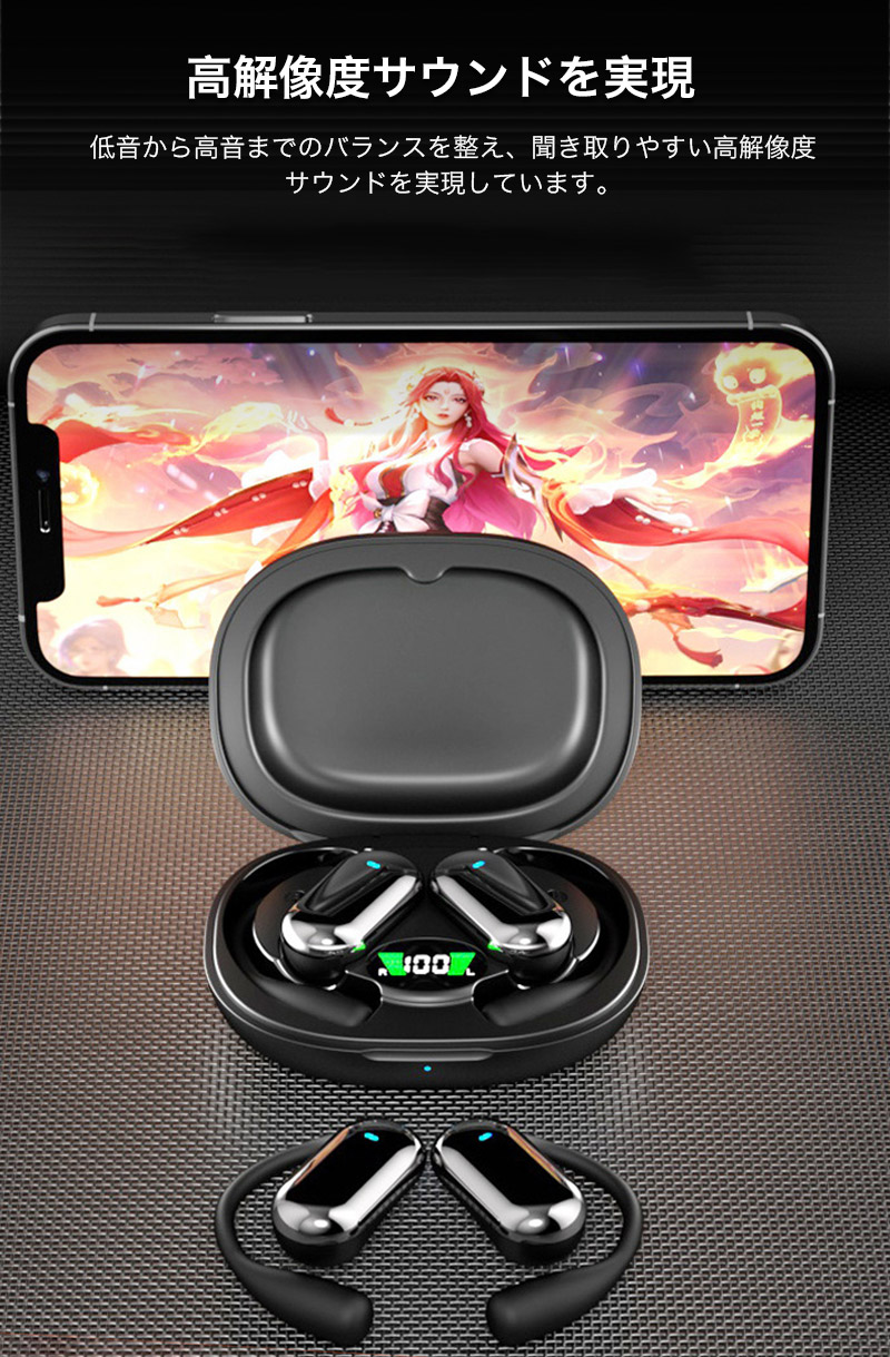 Bluetooth 空気伝導 イヤホン 両耳 ワイヤレスイヤホン 耳掛け式 オープンイヤー型 イヤフォン 耳を塞がない iphone Bluetooth5.4 ヘッドホン 生活防水 高音質 |  | 17