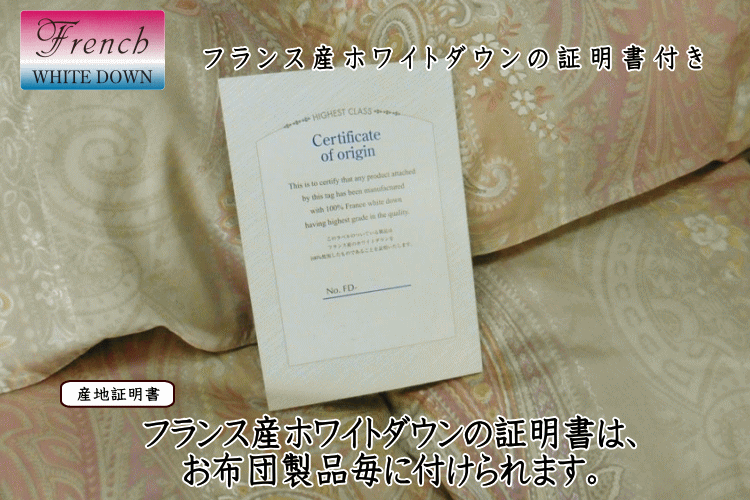 羽毛布団 ダブル 掛け布団 日本製 フランス産ホワイトダウン90％（1.9