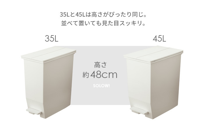 ゴミ箱 SOLOW ソロウ ペダルオープンツイン 35L 3個セット ホワイト