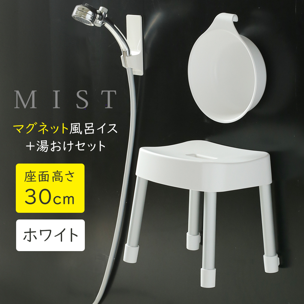 山崎実業 MIST ミスト マグネット風呂イス＋湯おけセット 座面高さ