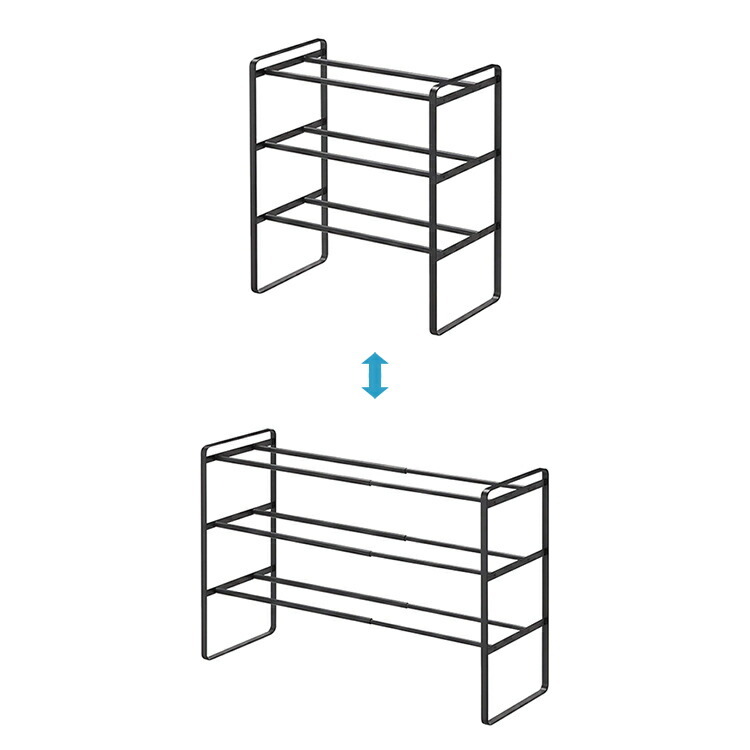 伸縮シューズラック フレーム3段 シューズラック 靴収納 下駄箱