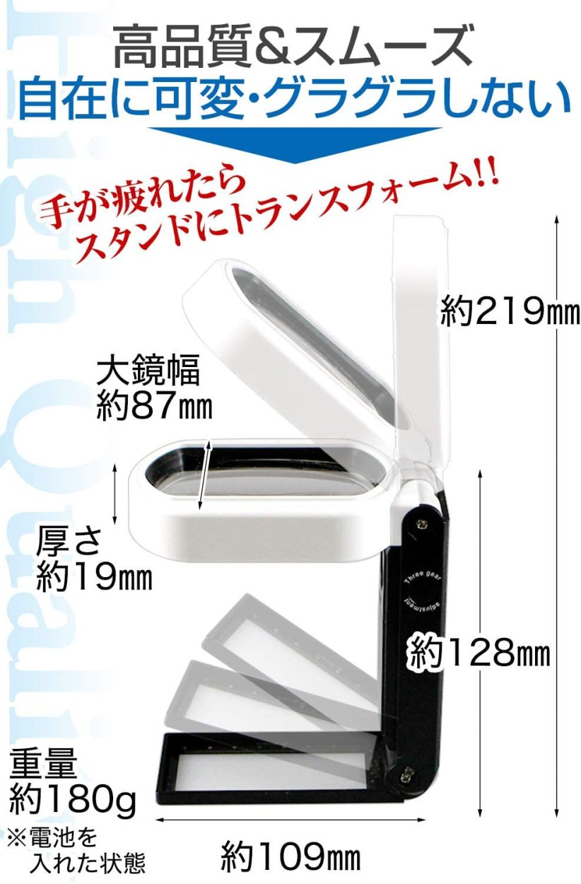 拡大鏡 ルーペ 手持ち スタンドルーペ【倍率10倍&25倍】2種類レンズ