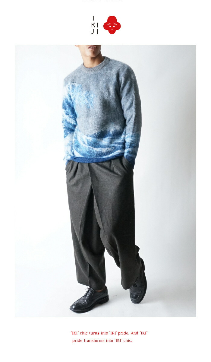 IKIJIt11755005 HOKUSAI KNIT PULLOVER 葛飾北斎 富嶽三十六景