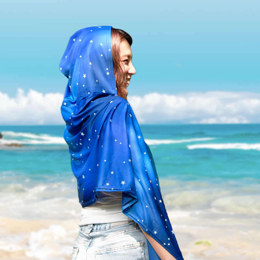 クールタオル ウォータータオル 冷感 冷却 フード付き ポンチョ UVカット UPF50+ 大人用 アウトドア ひんやり 熱中症対策 瞬間冷却 ビーチタオル おしゃれ |  | 03