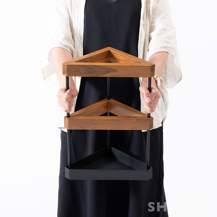 傘立て 木製 アイアン 三角形 省スペース 天然木 シンプル 高級感