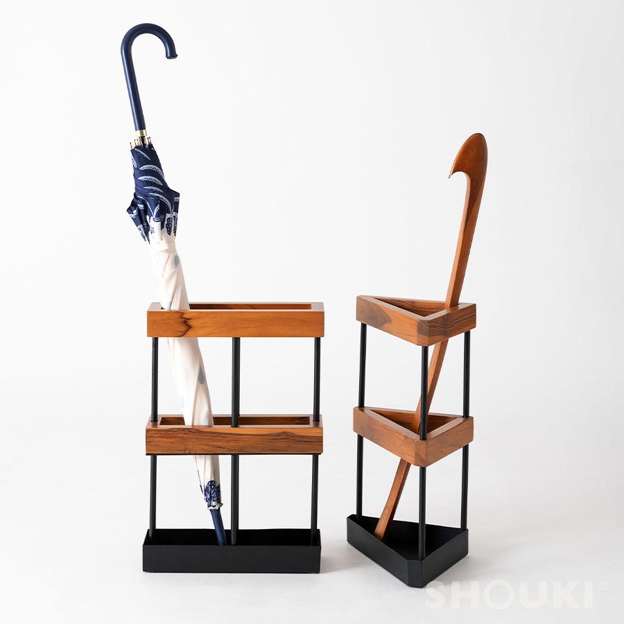 傘立て 木製 アイアン 三角形 省スペース 天然木 シンプル 高級感