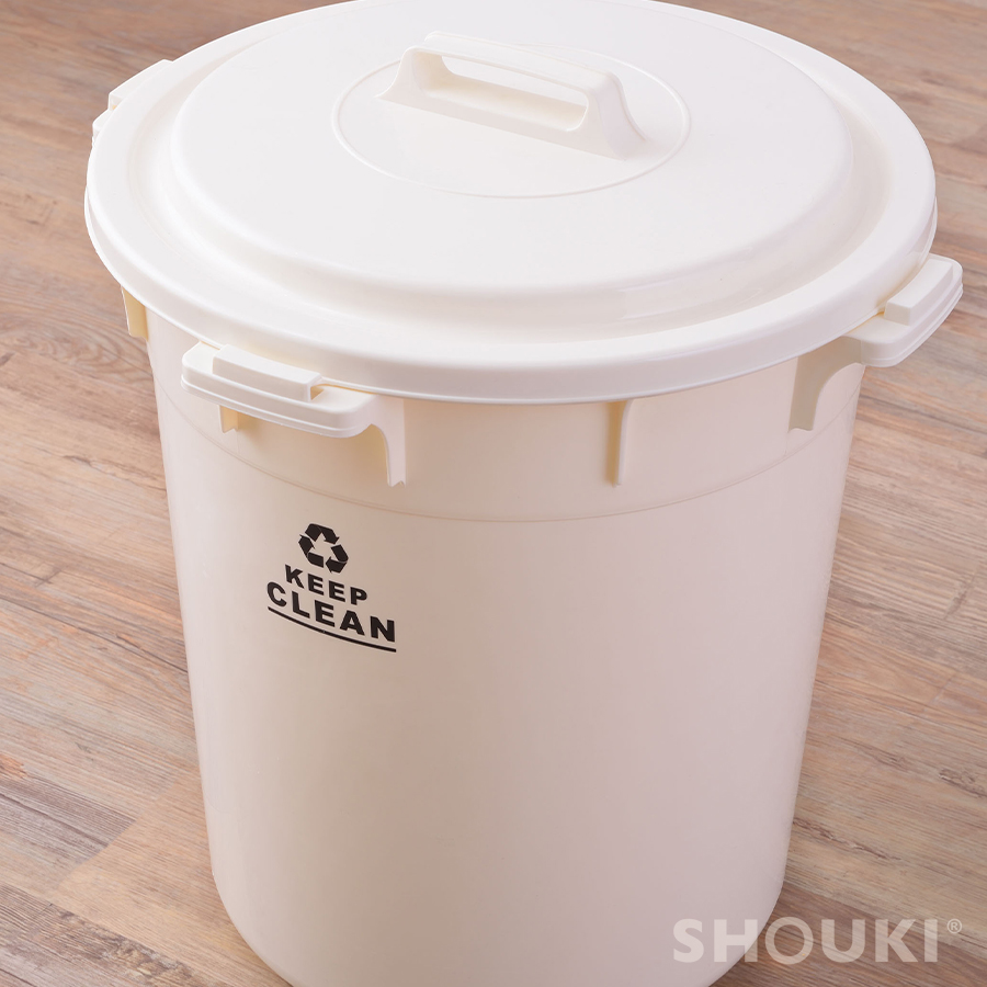 ゴミ箱 45L おしゃれ 蓋付き シンプル 丸型 屋外 屋内 大型 ロック付 ブラウン ホワイト グレーグリーン