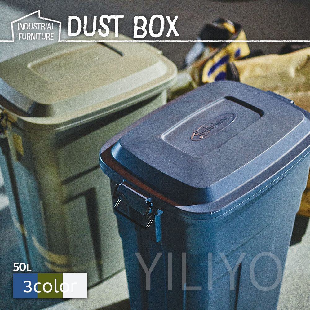 ゴミ箱 50L 大容量 おしゃれ フタ付 ロック付 ガレージ 屋外 屋内 割れにくい アッシュカラー 大型