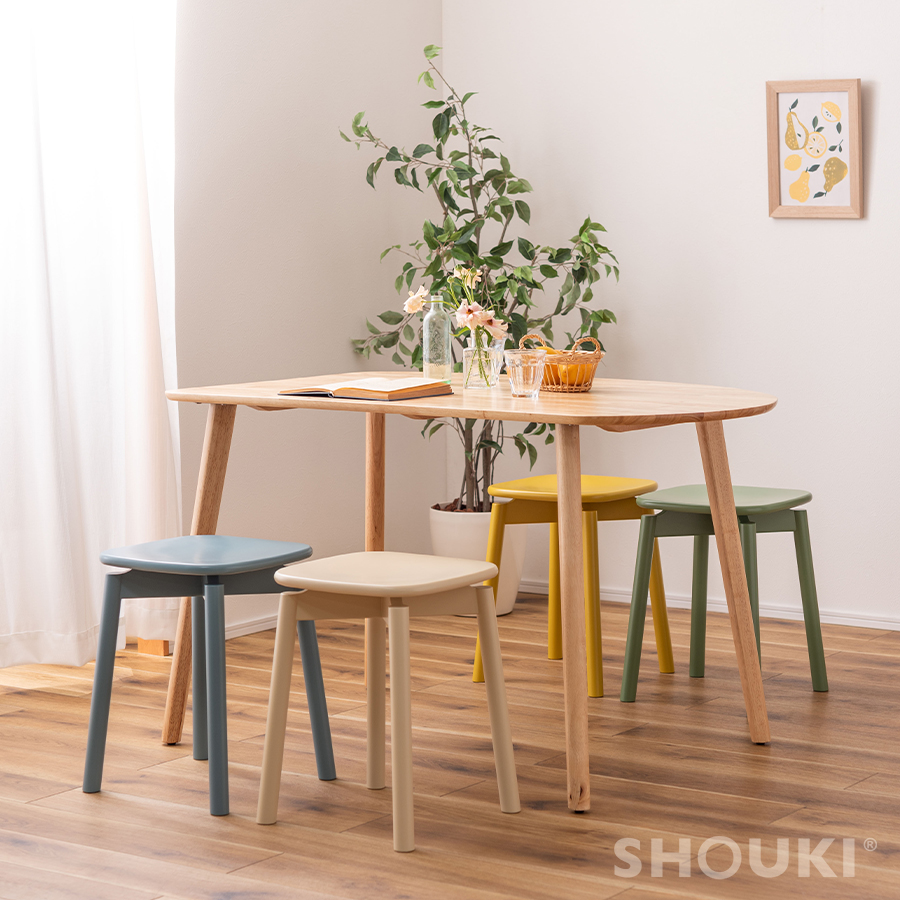 2点以上購入で7%OFF 椅子 スツール かわいい くすみカラー 天然木