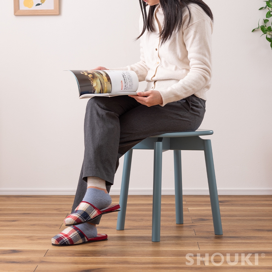2点以上購入で7%OFF 椅子 スツール かわいい くすみカラー 天然木