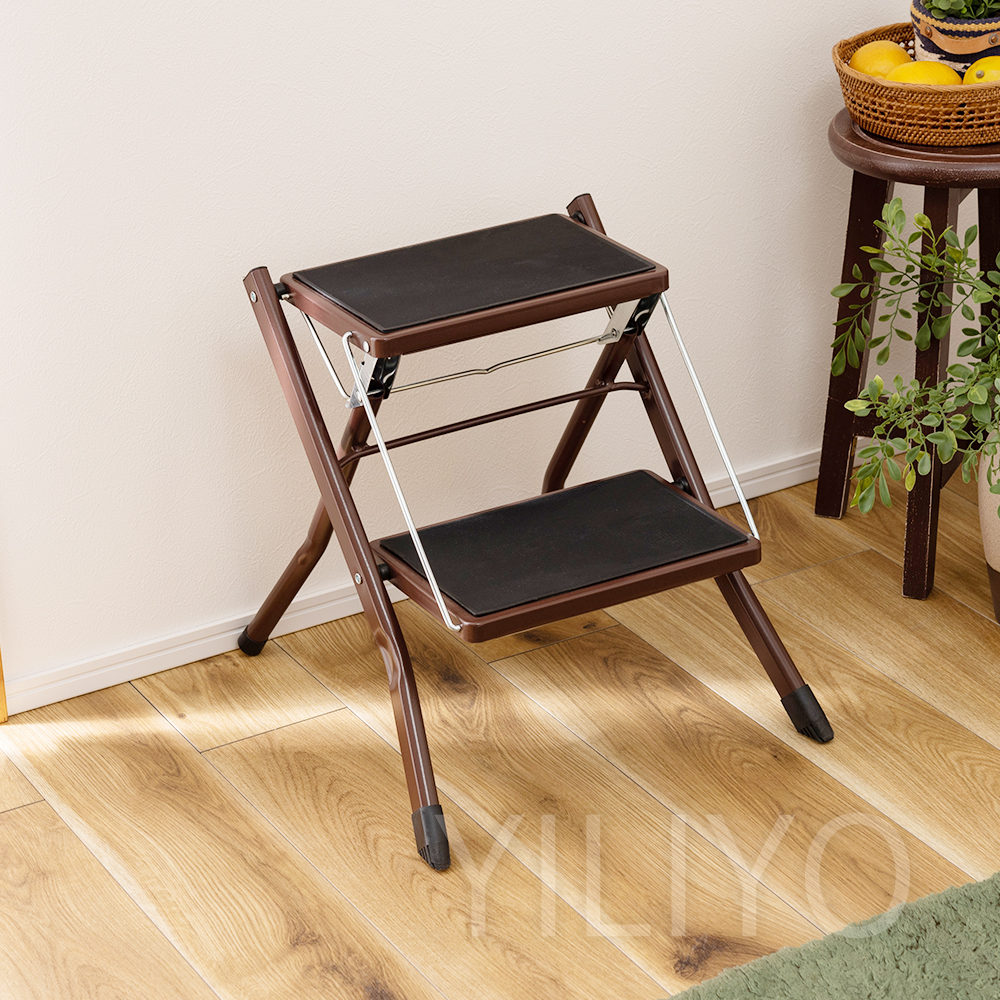 スモール ベッドサイド 脚立ステップスツール 2段 踏み台 木材 踏み台 ステップスツール 木製 おしゃれ 2段 天然木 ウォールナット