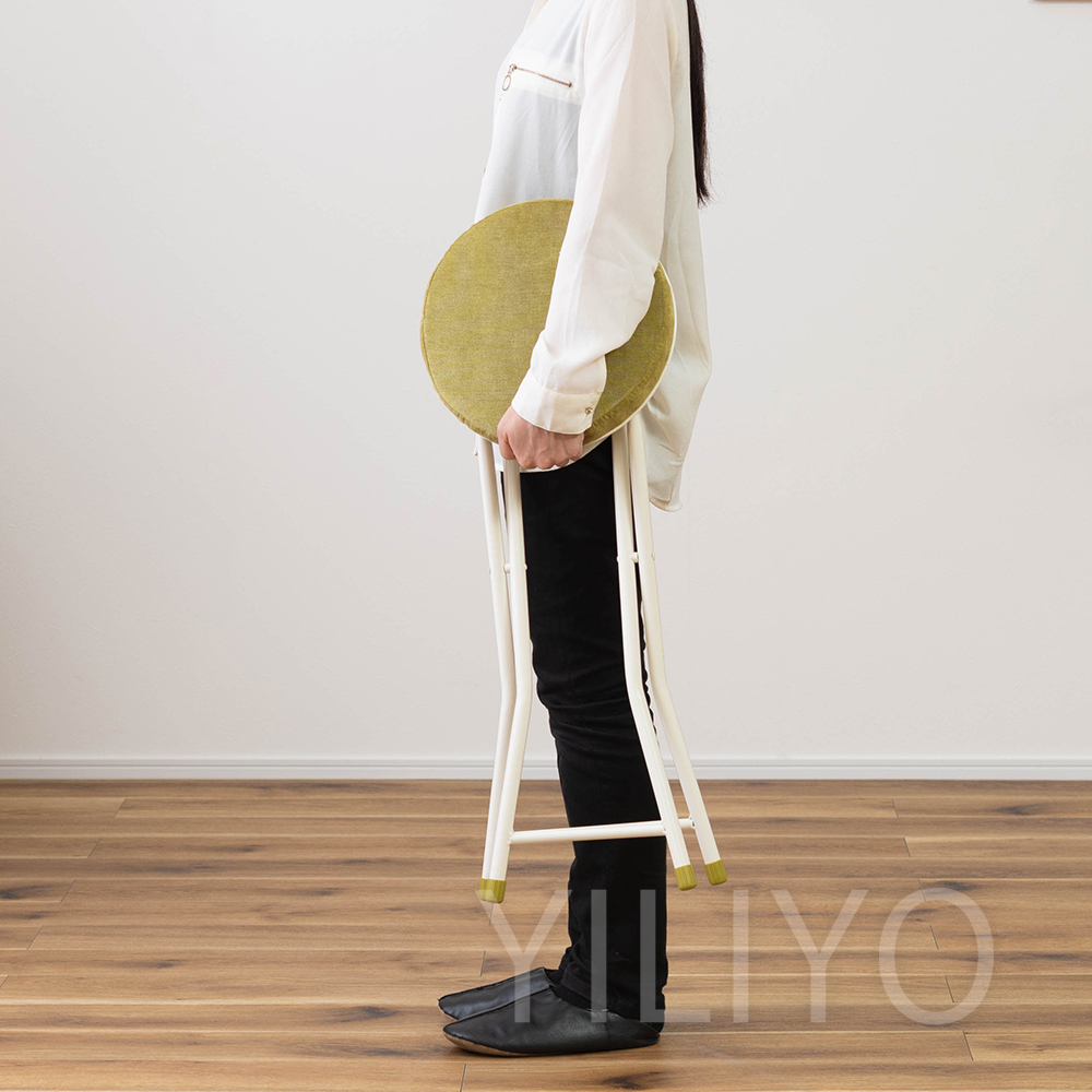 椅子 スツール ハイタイプ 丸椅子 イス クッション 折りたたみ ベロア カラフル シンプル カウンター 6色 家族