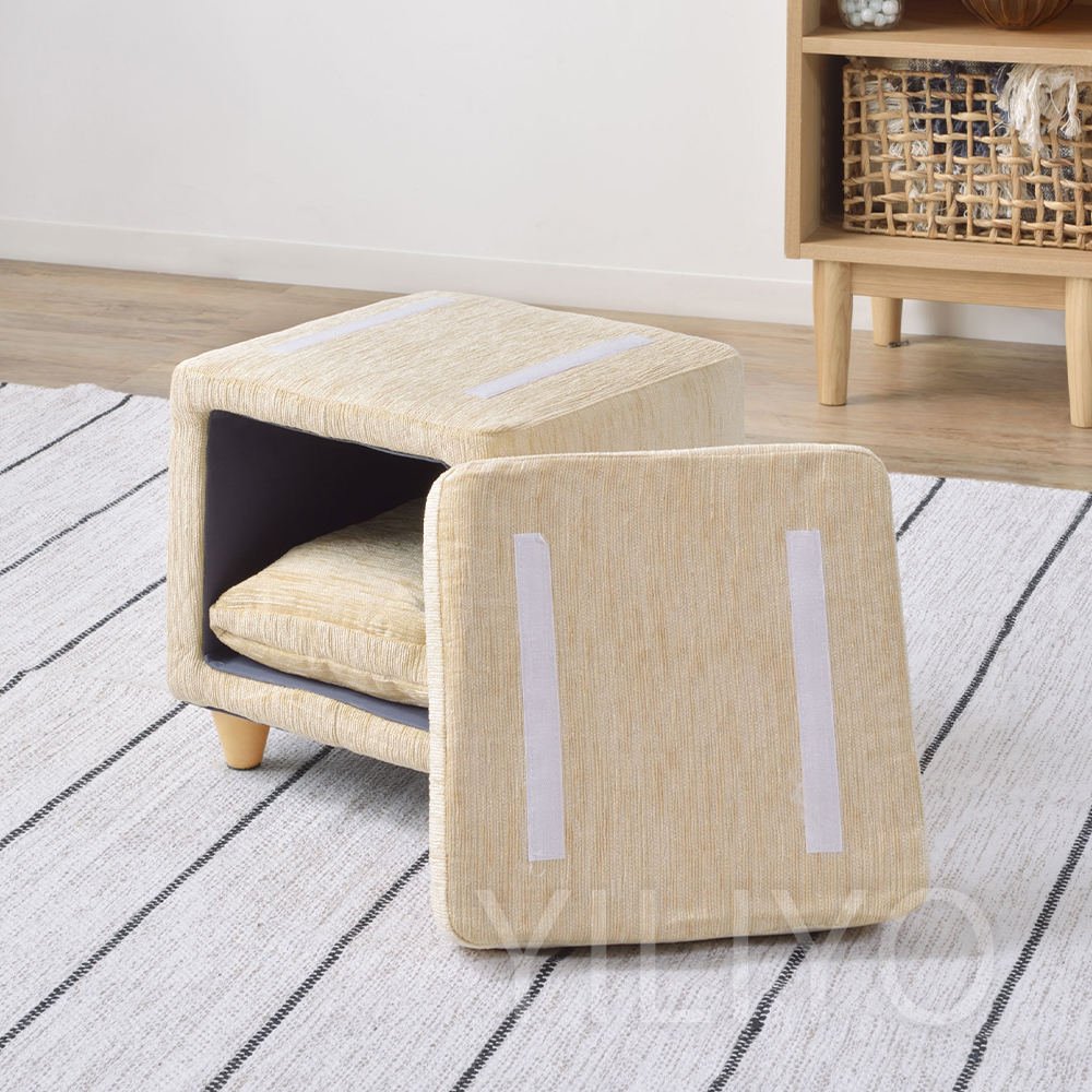 犬 猫 ベッド スツール 猫ハウス 木製 椅子 四角 シンプル クッション