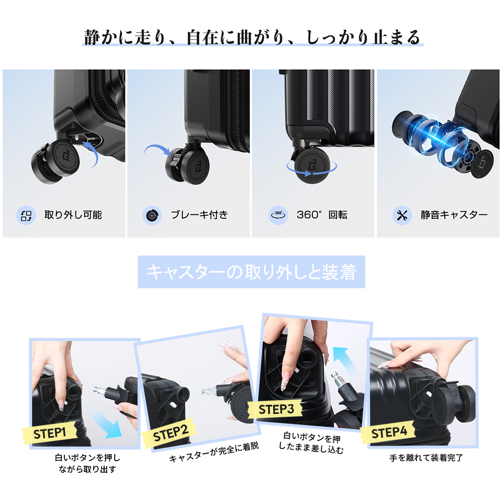 Globetrek スーツケース キャリーケース S/M/L  軽量設計 S M L機内持込対応 大容量 2-7泊 収納 仕切り 旅行 出張 修学旅行 GT1201の画像