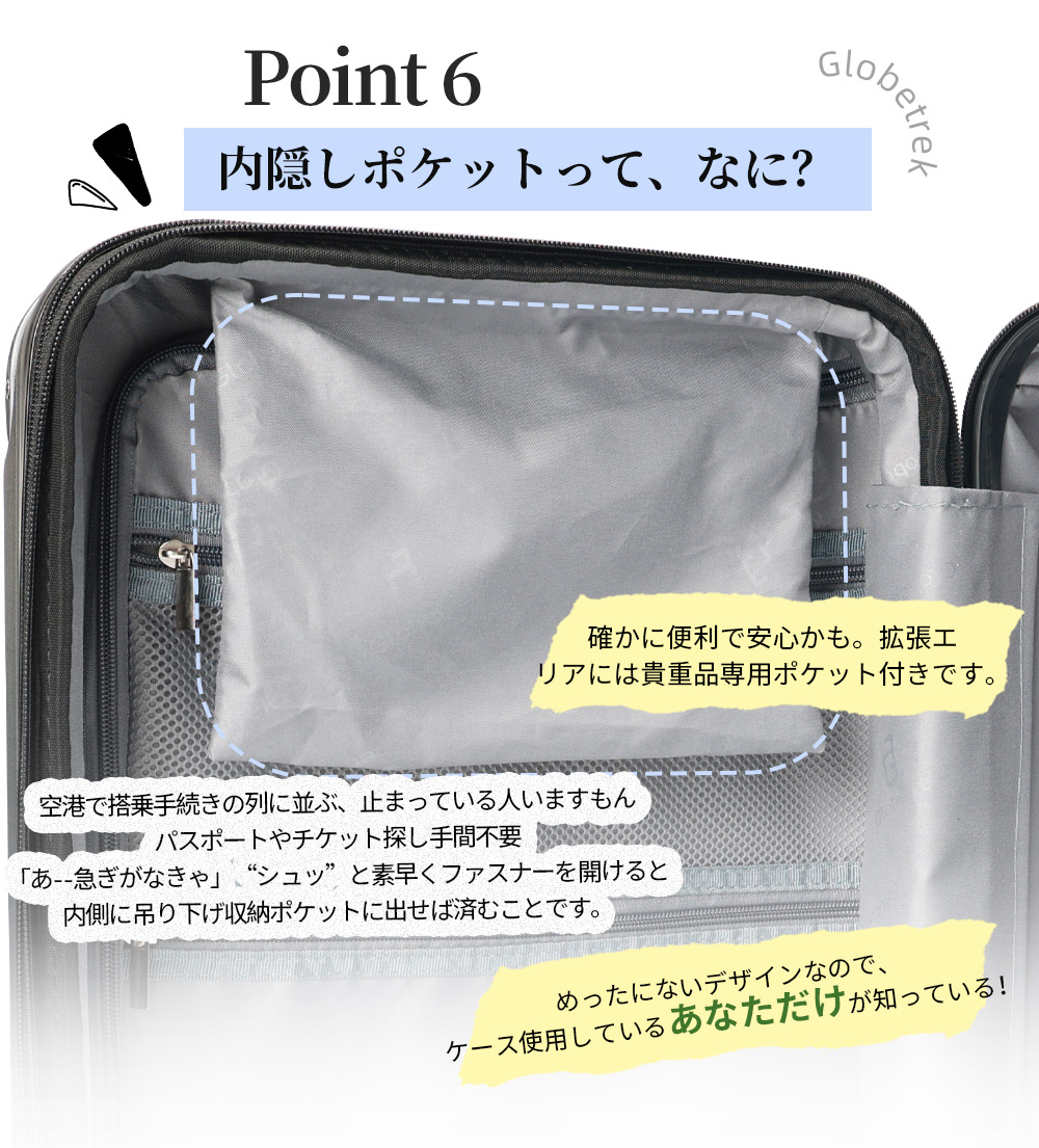 Globetrek スーツケース キャリーケース S/M/L  軽量設計 S M L機内持込対応 大容量 2-7泊 収納 仕切り 旅行 出張 修学旅行 GT1201の画像