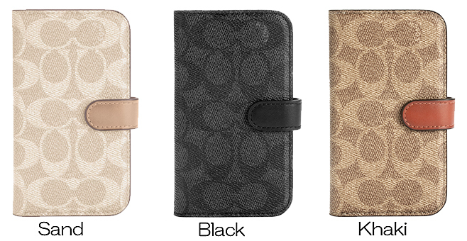 【アウトレット】COACH コーチ iPhone12mini ケース カバー スマホケース Folio Case Signature C Sand  ブランド おしゃれ 手帳型 手帳 Black ブラック