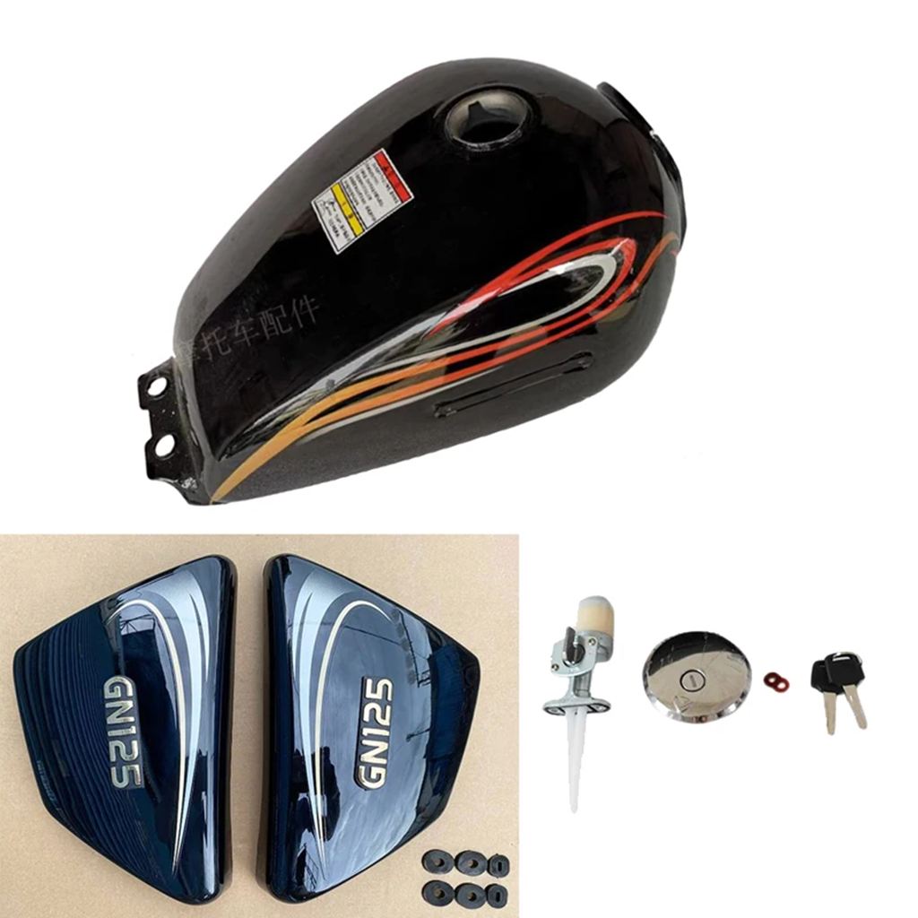 並行輸入品】 サイドカバー付きバイク 二輪燃料タンク 金属ガス