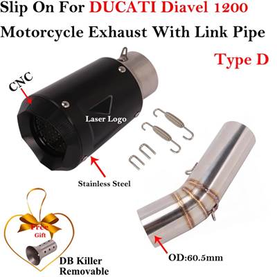 【並行輸入品】 For ドゥカティ Diavel 1200 Motorcycle Exhaust Escape System Modified Mid Link Pipe Connecting 60mm Motocross Tube Muffler DB Killer_4