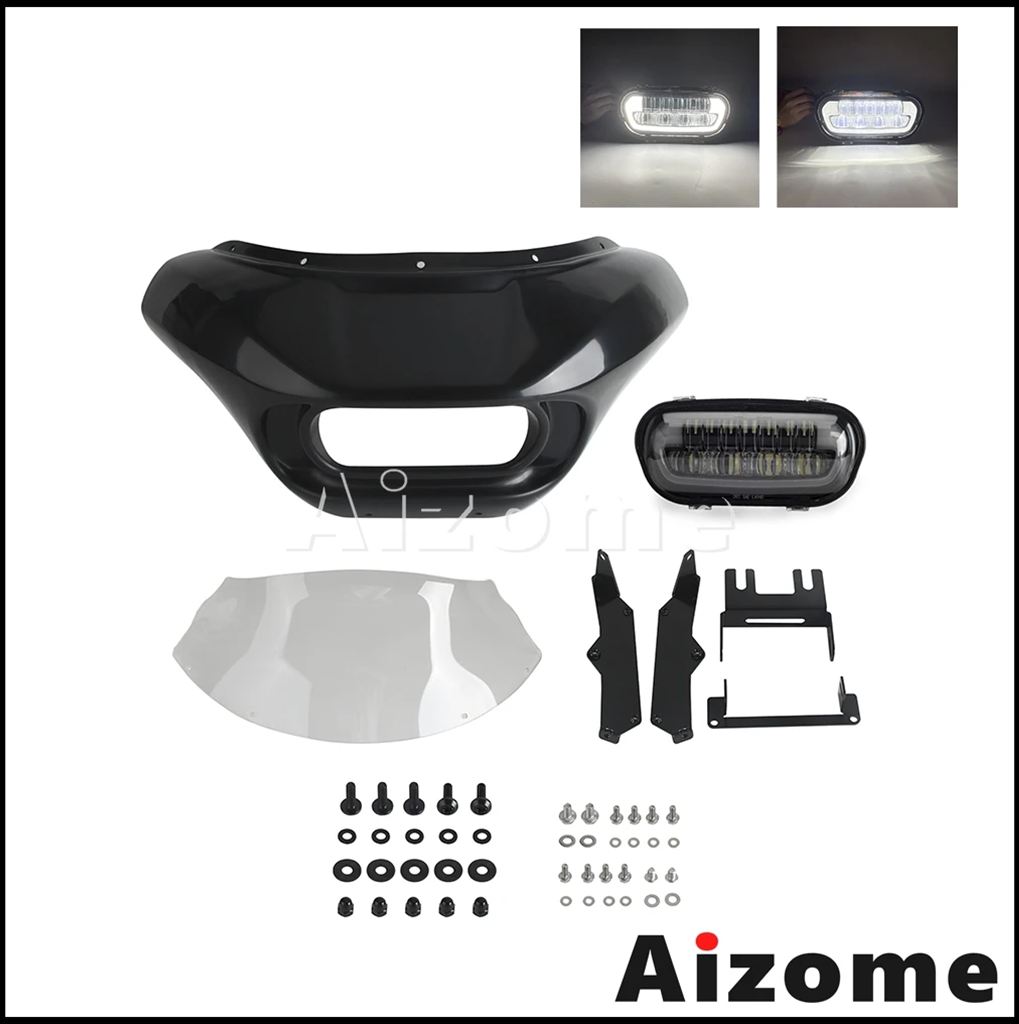 【並行輸入品】バイクヘッドライトフェアリング LEDヘッドライト クラブスタイルマスク ハーリーソフトテールファットボブ114 fxfbs 2018-2021 fxfb 19 19