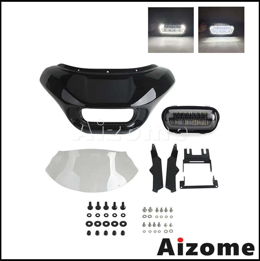 【並行輸入品】バイクヘッドライトフェアリング LEDヘッドライト クラブスタイルマスク ハーリーソフトテールファットボブ114 fxfbs 2018-2021 fxfb 19 19