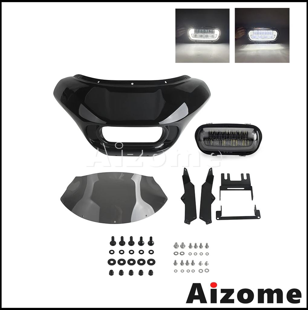 【並行輸入品】バイクヘッドライトフェアリング LEDヘッドライト クラブスタイルマスク ハーリーソフトテールファットボブ114 fxfbs 2018-2021 fxfb 19 19