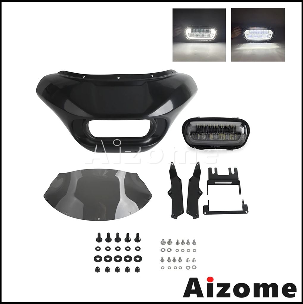 【並行輸入品】バイクヘッドライトフェアリング LEDヘッドライト クラブスタイルマスク ハーリーソフトテールファットボブ114 fxfbs 2018-2021 fxfb 19 19