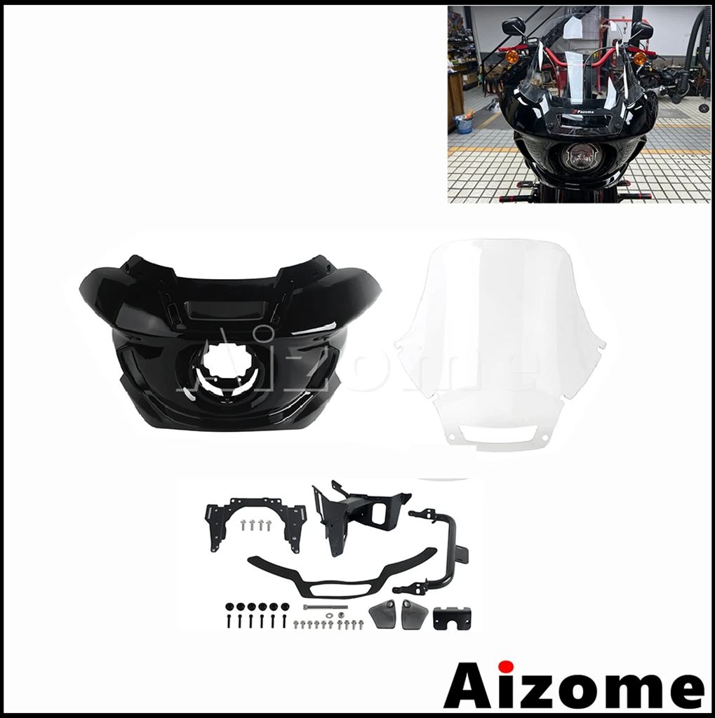 【並行輸入品】FXLRSバイクフロントライトマスクフェアリングスモークウインドスクリーンウィンドシールド ハーレーソフテイルローライダーS 117 FXLRS 2022_2