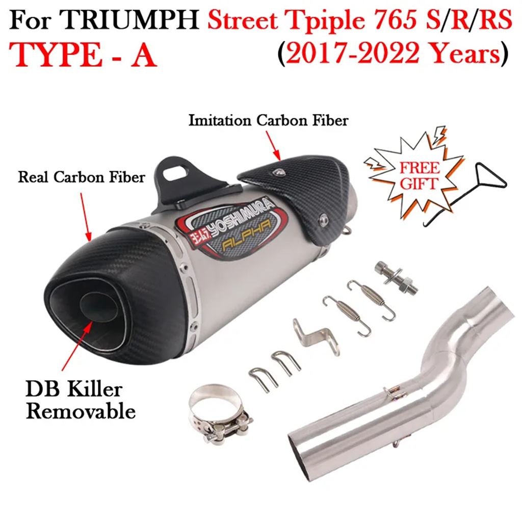 【並行輸入品】汎用エキゾーストサイレンサー 765 S rs 2017-2022 カーボン 51mm サイレンサーDBキラー ミディアムリンク_2