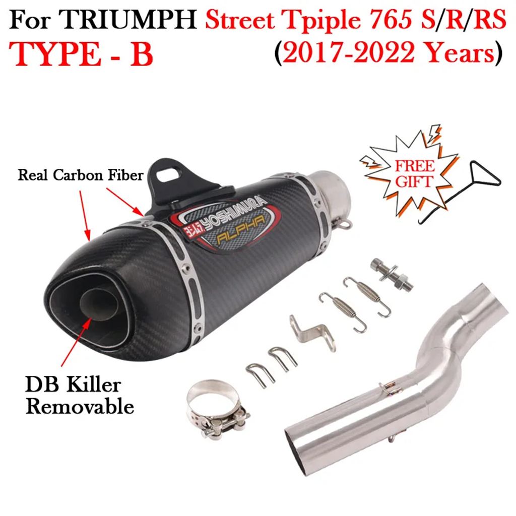 【並行輸入品】汎用エキゾーストサイレンサー 765 S rs 2017-2022 カーボン 51mm サイレンサーDBキラー ミディアムリンク_3