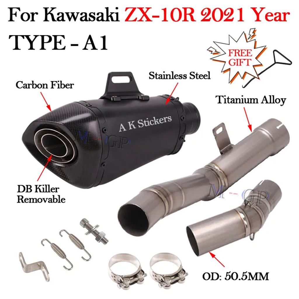 【並行輸入品】カワサキ Ninja ZX-10R ZX10R 2021 バイク排気システムマフラー DBキラー エスケープ モト ミッドミドルリンクパイプ スリップオン_3