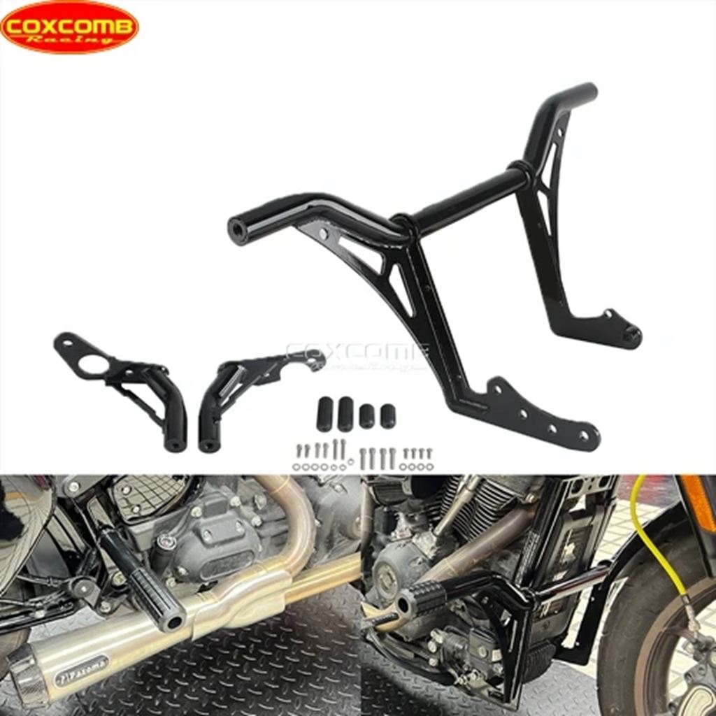 【並行輸入品】バイクフロントリアバー パッセンジャーペグ エンジンガード ハーレーソフトテール用バンパー スタンダードfxstファットボブfxfb 114 fxfbsの画像
