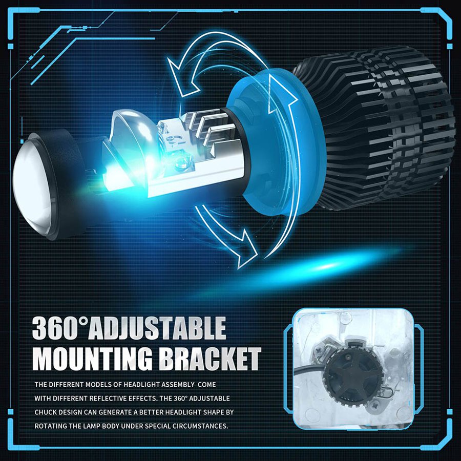 【並行輸入品】 Aileo-車 ヘッドライト電球 h11 LED h8 h9 9005 hb3 9006 hb4 ミニプロジェクターレンズ フォグライト 70w/ペア16000lm 6000k 12v rhd lhd_6