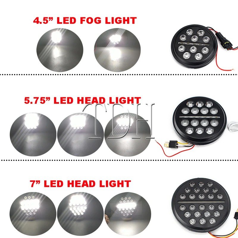 【並行輸入品】 ハーレー オートバイ 5-3/4 \"カスタム led ヘッドライト 7\" drl ヘッドランプ4.5 \" 補助照明 フロントライトの画像