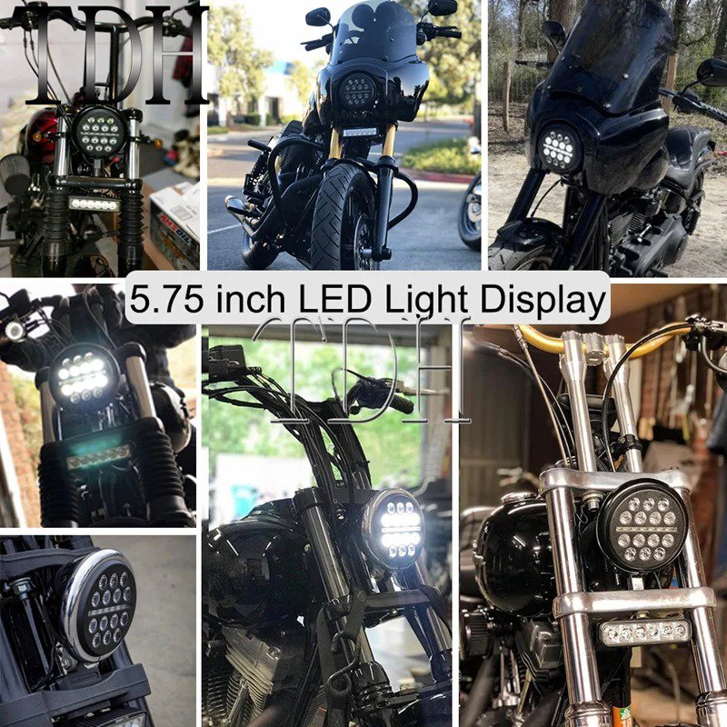 【並行輸入品】 ハーレー オートバイ 5-3/4 \"カスタム led ヘッドライト 7\" drl ヘッドランプ4.5 \" 補助照明 フロントライトの画像