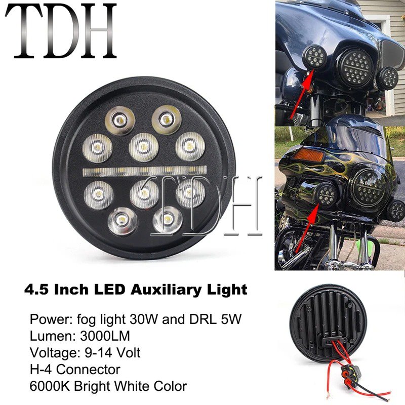 【並行輸入品】 ハーレー オートバイ 5-3/4 \"カスタム led ヘッドライト 7\" drl ヘッドランプ4.5 \" 補助照明 フロントライトの画像