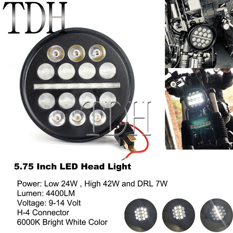 【並行輸入品】 ハーレー オートバイ 5-3/4 \"カスタム led ヘッドライト 7\" drl ヘッドランプ4.5 \" 補助照明 フロントライトの画像
