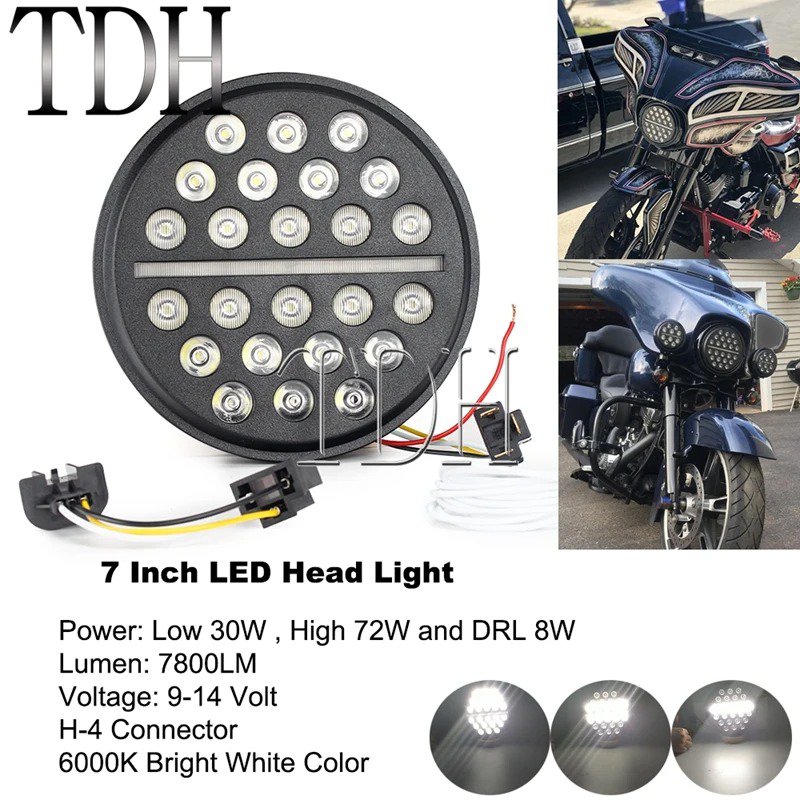 【並行輸入品】 ハーレー オートバイ 5-3/4 \"カスタム led ヘッドライト 7\" drl ヘッドランプ4.5 \" 補助照明 フロントライトの画像
