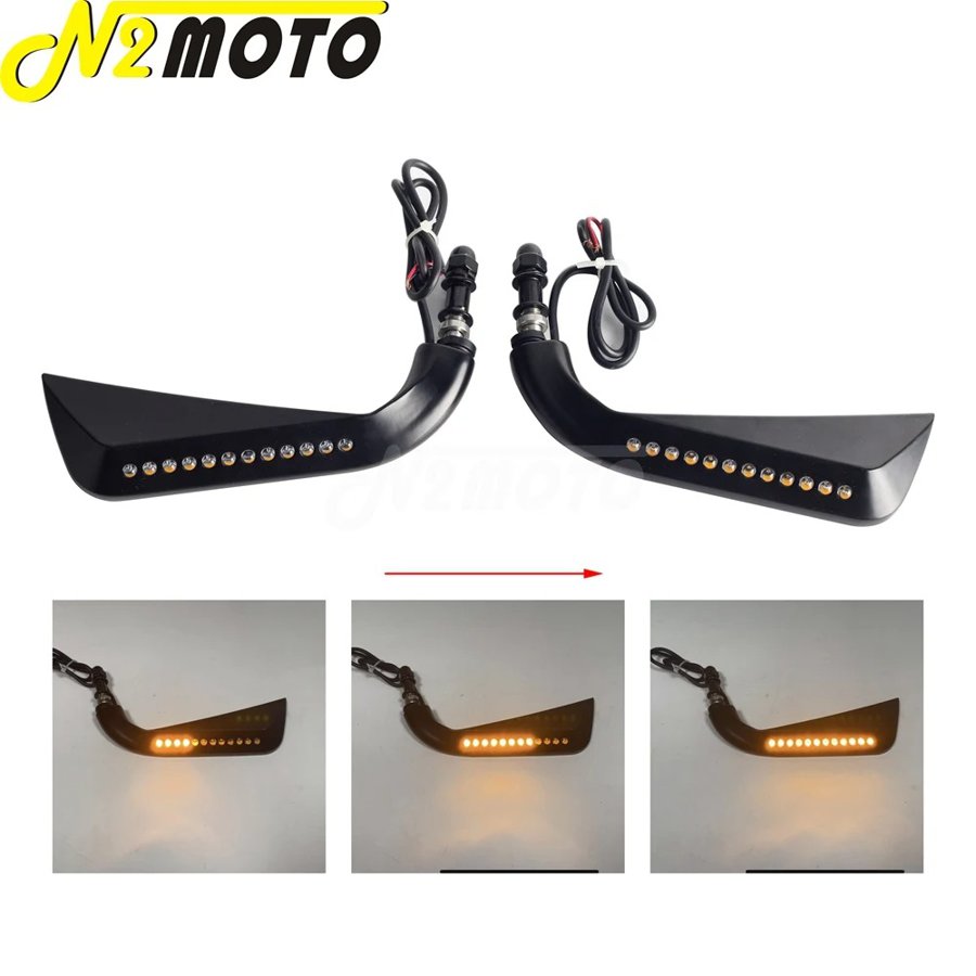 【並行輸入品】 ハーレー オートバイ バックミラー led ライト クロス骨 dyna softail electra street glide ロードキング 脂肪少年 スポーツスター 1200 883の画像