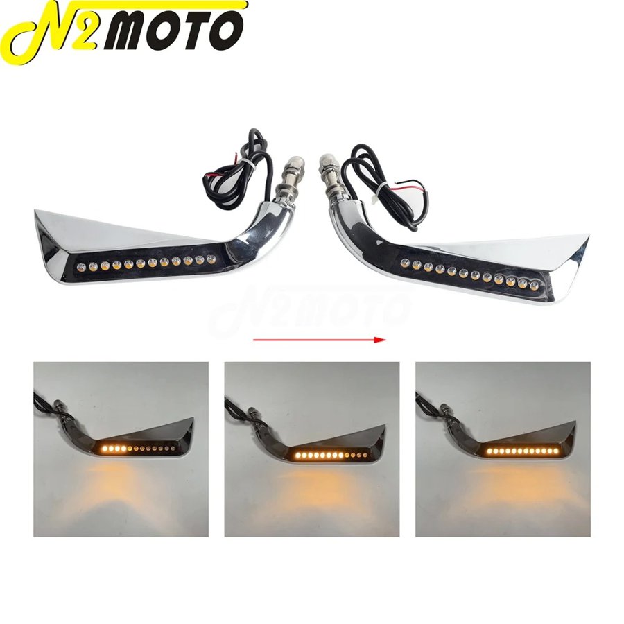 【並行輸入品】 ハーレー オートバイ バックミラー led ライト クロス骨 dyna softail electra street glide ロードキング 脂肪少年 スポーツスター 1200 883の画像