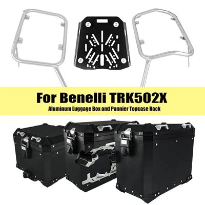 【並行輸入品】 ベネリtrk502x trk 502 x 502x用ブラックアルミニウムバイク 二輪ラゲッジボックスホルダーの画像