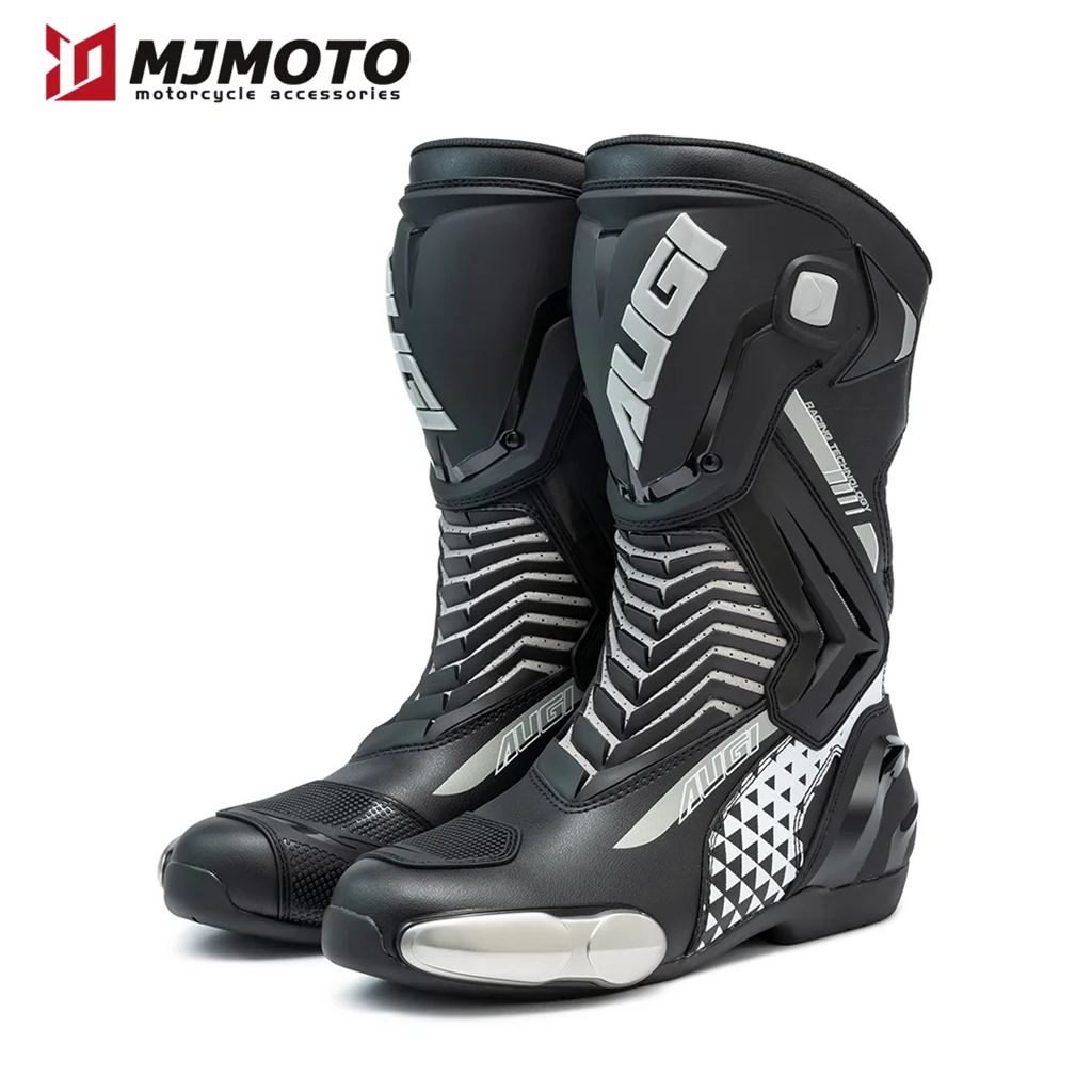 新品AUGI AR1 Racing レーシングブーツ B/W 25cm / 39 並行輸入品】レーシングスタイルオリジナルAUGIバイクブーツ プロ仕様