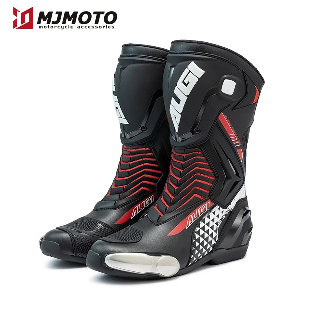 並行輸入品】レーシングスタイルオリジナルAUGIバイクブーツ プロ仕様