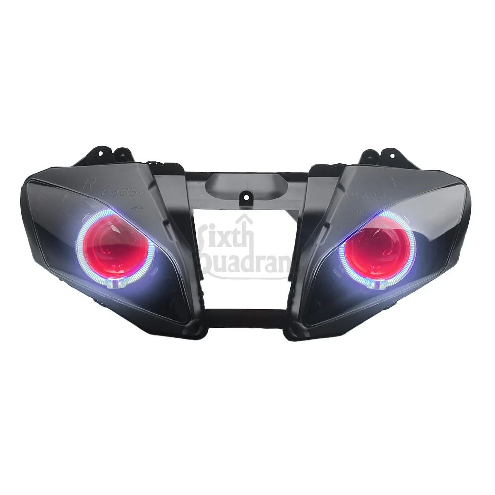 並行輸入品 ヤマハ YZF R6 2006 2007 バイク用フロントLEDヘッドライトアセンブリ ホワイトエンジェル レッドデビルアイズ ハイ/_1