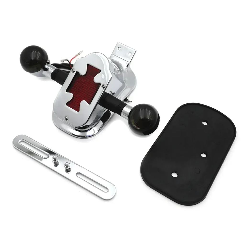 並行輸入品 バイク部品 メタルトゥームストーン/スカルブレーキテール ライトシグナル付き ハーレービッグツイン 05-12 FLSTN デ_5