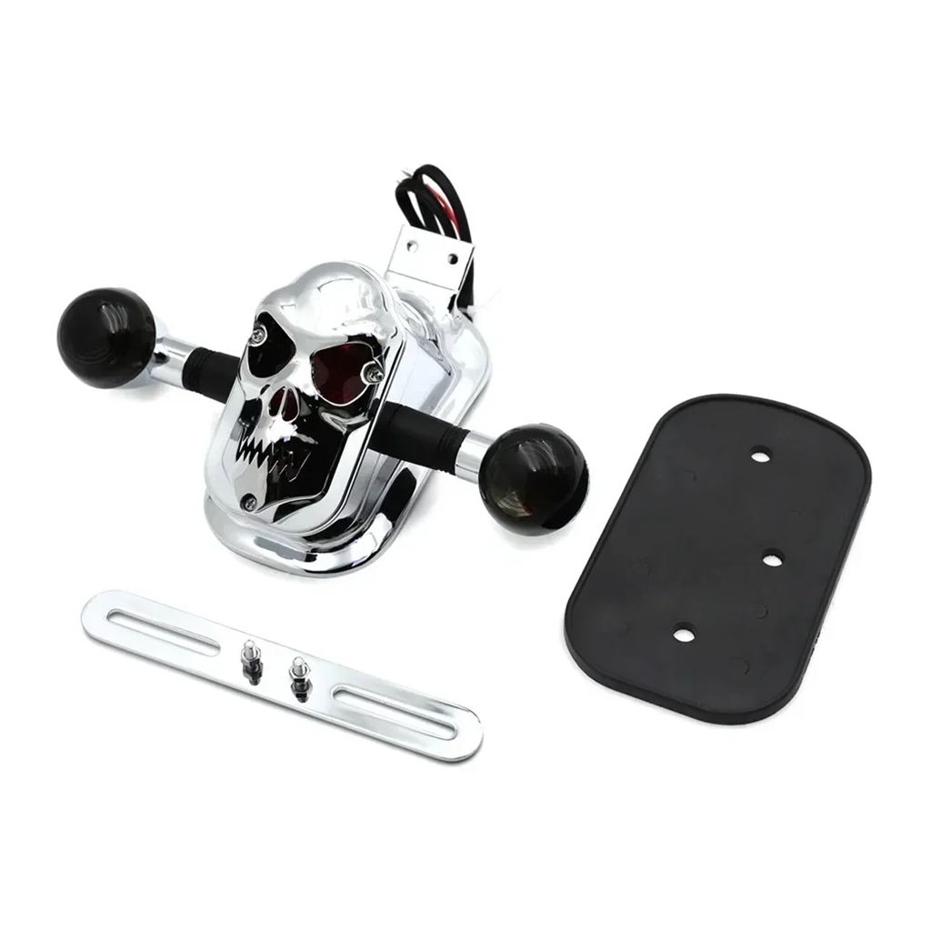 並行輸入品 バイク部品 メタルトゥームストーン/スカルブレーキテール ライトシグナル付き ハーレービッグツイン 05-12 FLSTN デ_3