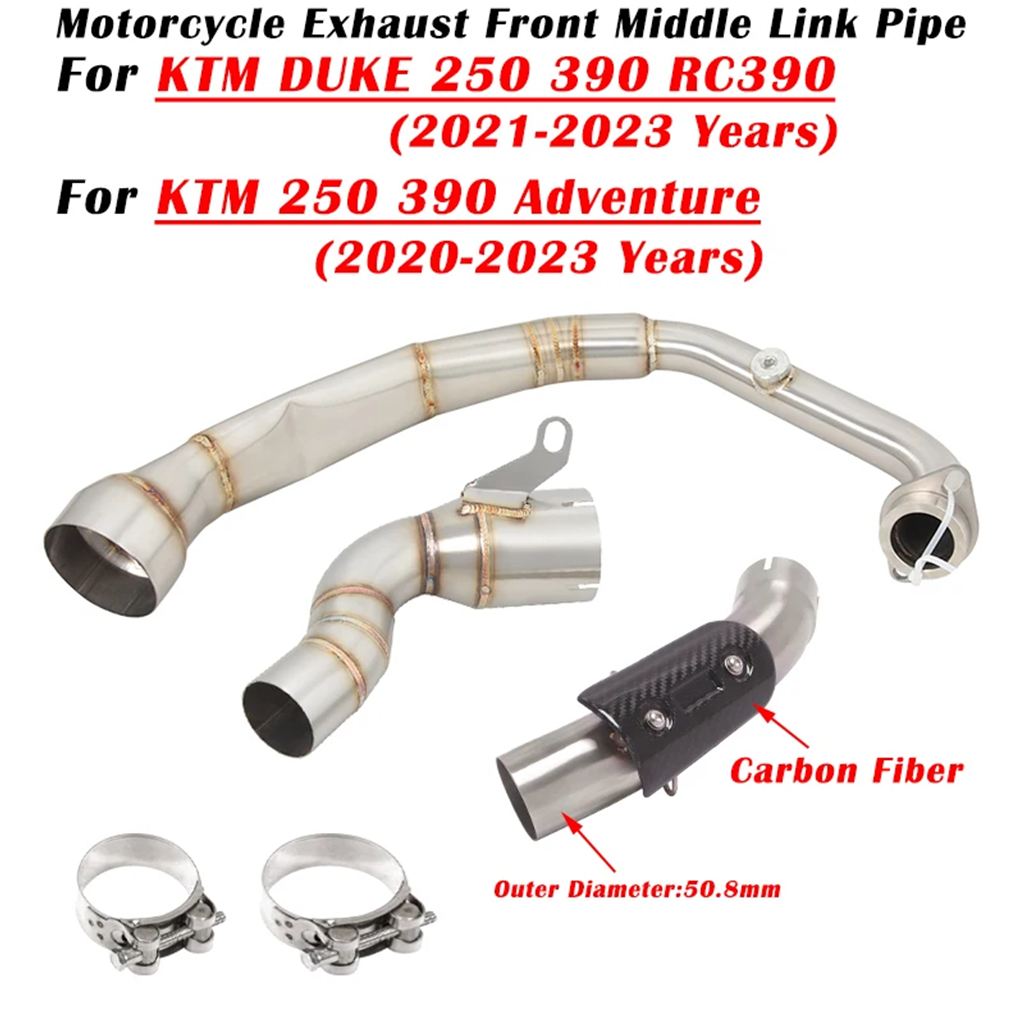 並行輸入品 バイクエキゾーストシステム 51MM 250 390アドベンチャー RC390 2020 2021 2022用フロントセンターリンクパイプ_3