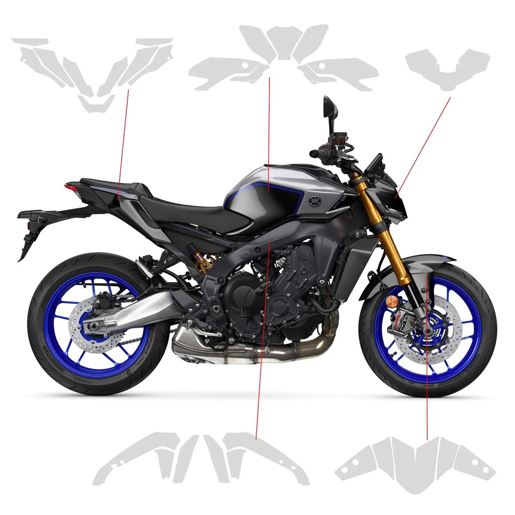 並行輸入品 ヤマハ MT09 ペイントプロテクションフィルム MT 09 MT-09 SP バイク用 PPF 2024-2025 TPU保護フェアリング_5