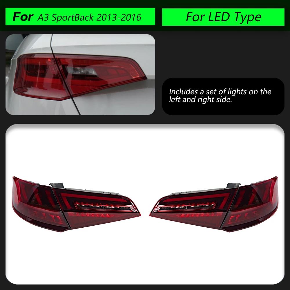 並行輸入品 Z-TOYO ライトアウディ A3 LED テールライト 2013-2019 S3 スポーツバックリアランプ DRLの画像